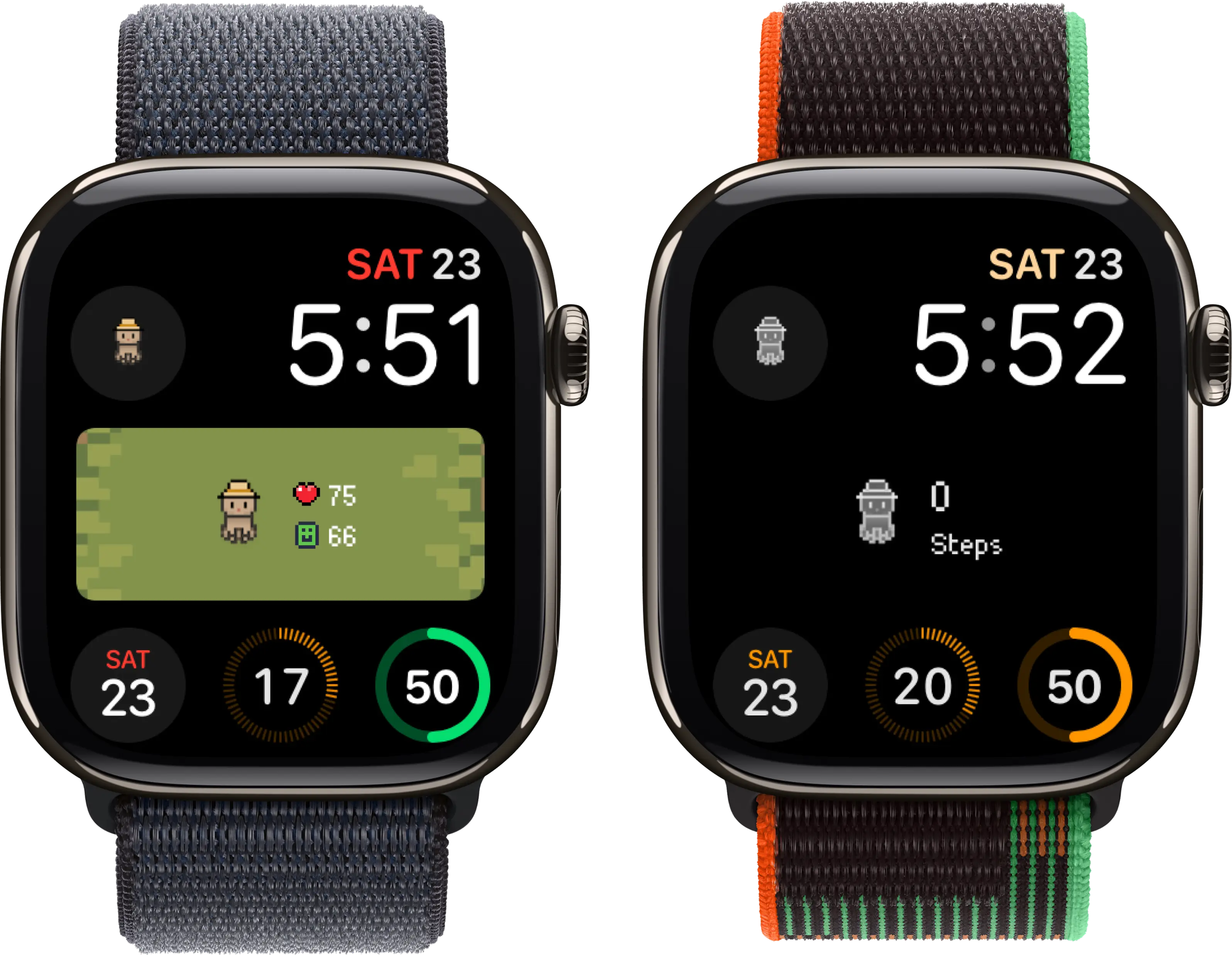 Screenshot showing different Apple Watch complication layouts